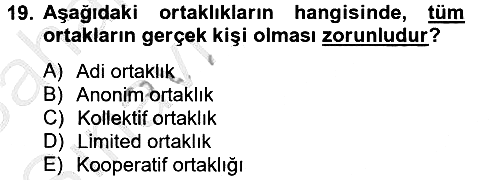 Ticaret Hukuku 2012-2013 Ara Sınav - 19. soru