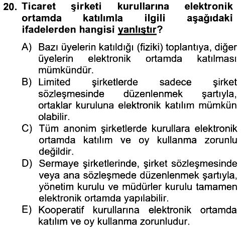 Ticaret Hukuku 2012-2013 Ara Sınav - 20. soru