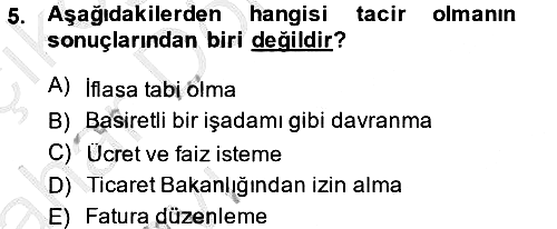 Ticaret Hukuku 2013-2014 Ara Sınav - 5. soru