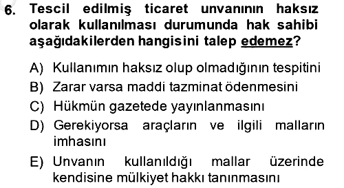 Ticaret Hukuku 2014-2015 Ara Sınav - 6. soru