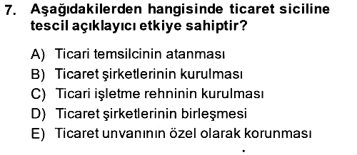 Ticaret Hukuku 2014-2015 Ara Sınav - 7. soru