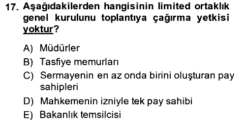 Ticaret Hukuku 2014-2015 Ara Sınav - 17. soru