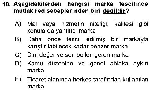 Ticaret Hukuku 2015-2016 Ara Sınav - 10. soru