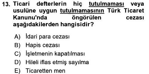 Ticaret Hukuku 2015-2016 Ara Sınav - 13. soru