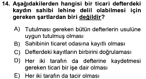 Ticaret Hukuku 2015-2016 Ara Sınav - 14. soru