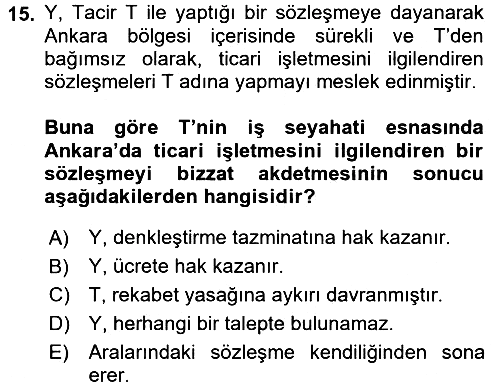 Ticaret Hukuku 2015-2016 Ara Sınav - 15. soru