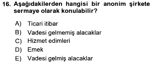 Ticaret Hukuku 2015-2016 Ara Sınav - 16. soru