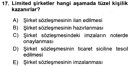 Ticaret Hukuku 2015-2016 Ara Sınav - 17. soru