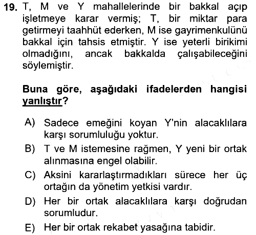 Ticaret Hukuku 2015-2016 Ara Sınav - 19. soru