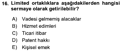 Ticaret Hukuku 2016-2017 Ara Sınav - 16. soru