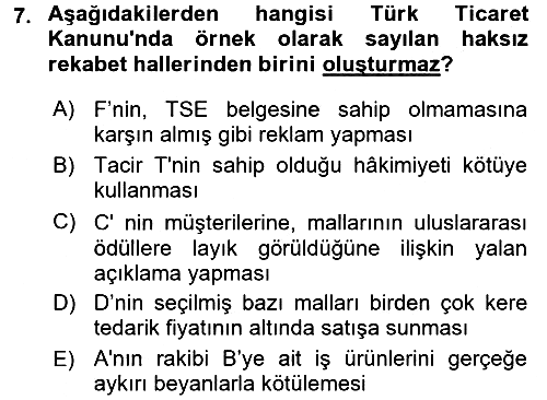 Ticaret Hukuku 2017-2018 Ara Sınav - 7. soru