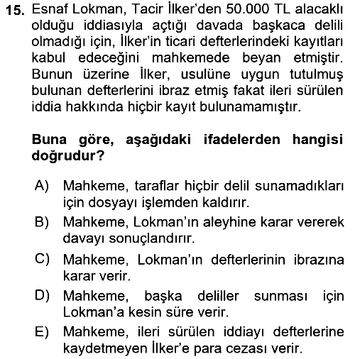 Ticaret Hukuku 2018-2019 Ara Sınav - 15. soru