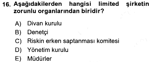 Ticaret Hukuku 2018-2019 Ara Sınav - 16. soru