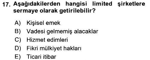 Ticaret Hukuku 2018-2019 Ara Sınav - 17. soru