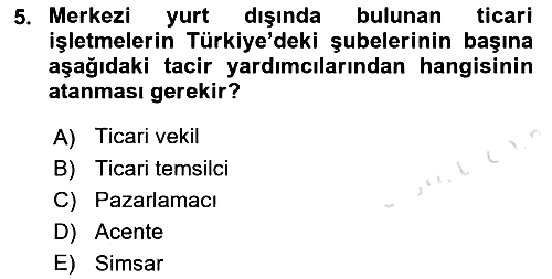 Ticaret Hukuku 2021-2022 Ara Sınav - 5. soru