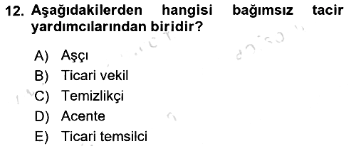 Ticaret Hukuku 2024-2025 Ara Sınav - 12. soru