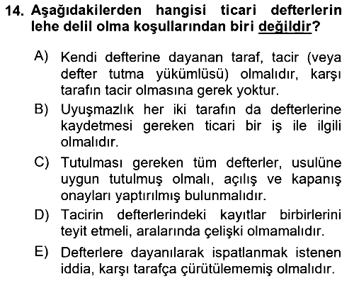 Ticaret Hukuku 2025-2026 Ara Sınav - 14. soru