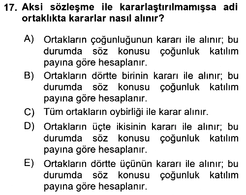 Ticaret Hukuku 2025-2026 Ara Sınav - 17. soru