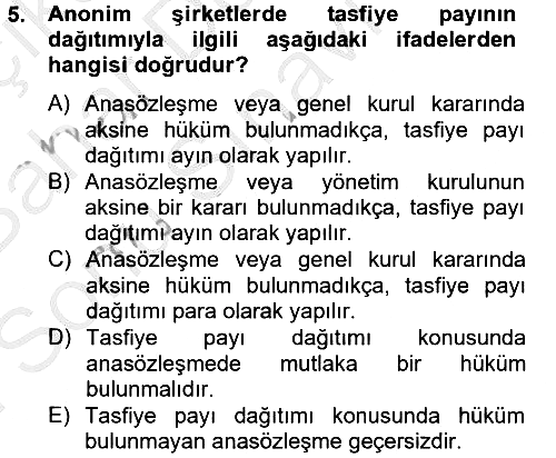 Ticaret Hukuku 2012-2013 Dönem Sonu Sınavı - 5. soru