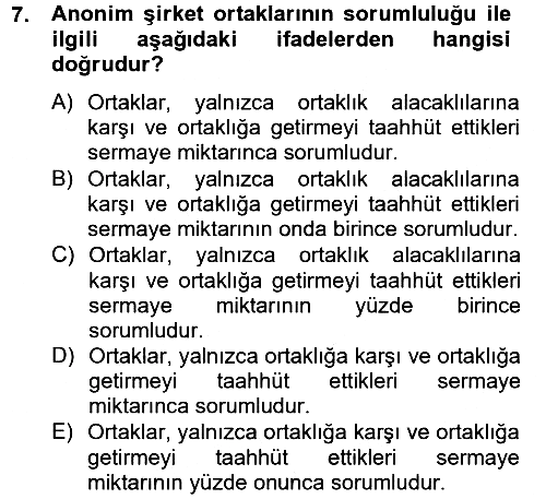 Ticaret Hukuku 2012-2013 Dönem Sonu Sınavı - 7. soru