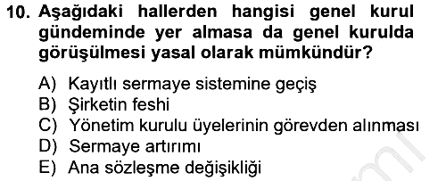 Ticaret Hukuku 2012-2013 Dönem Sonu Sınavı - 10. soru