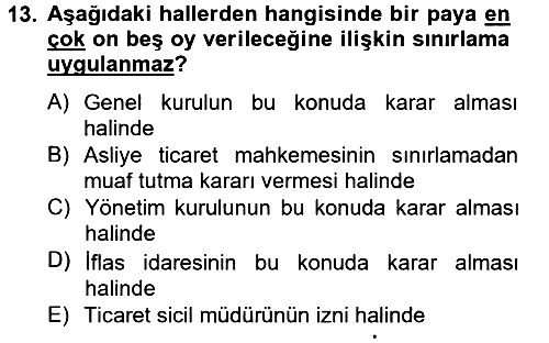 Ticaret Hukuku 2012-2013 Dönem Sonu Sınavı - 13. soru