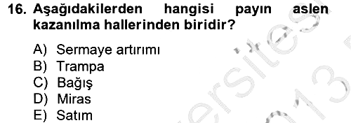 Ticaret Hukuku 2012-2013 Dönem Sonu Sınavı - 16. soru