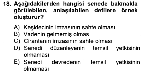 Ticaret Hukuku 2012-2013 Dönem Sonu Sınavı - 18. soru