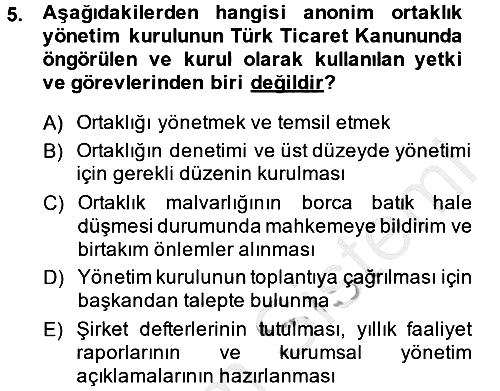 Ticaret Hukuku 2013-2014 Dönem Sonu Sınavı - 5. soru