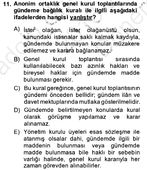 Ticaret Hukuku 2013-2014 Dönem Sonu Sınavı - 11. soru