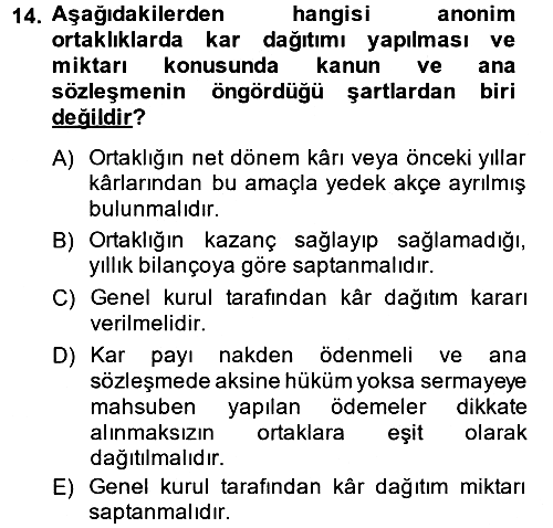 Ticaret Hukuku 2013-2014 Dönem Sonu Sınavı - 14. soru