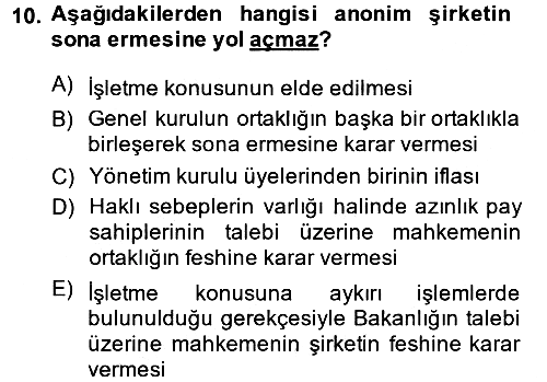 Ticaret Hukuku 2014-2015 Dönem Sonu Sınavı - 10. soru