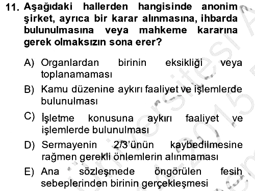 Ticaret Hukuku 2014-2015 Dönem Sonu Sınavı - 11. soru