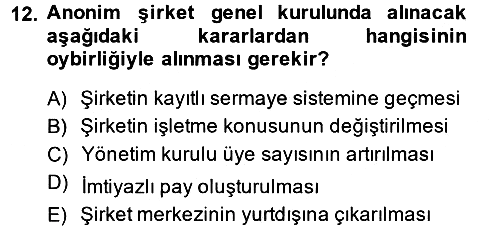 Ticaret Hukuku 2014-2015 Dönem Sonu Sınavı - 12. soru