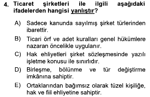 Ticaret Hukuku 2015-2016 Dönem Sonu Sınavı - 4. soru