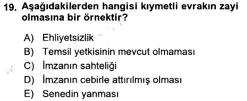 Ticaret Hukuku 2015-2016 Dönem Sonu Sınavı - 19. soru