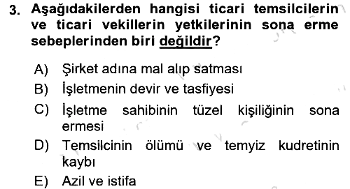 Ticaret Hukuku 2016-2017 Dönem Sonu Sınavı - 3. soru