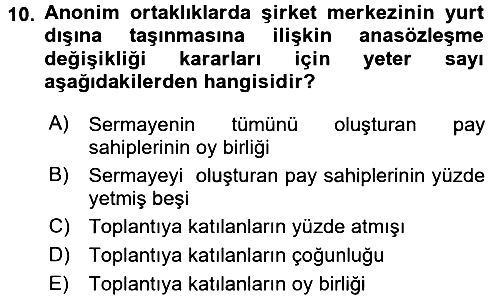 Ticaret Hukuku 2016-2017 Dönem Sonu Sınavı - 10. soru