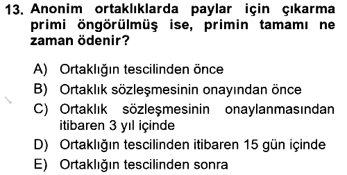 Ticaret Hukuku 2016-2017 Dönem Sonu Sınavı - 13. soru