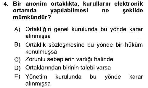 Ticaret Hukuku 2017-2018 Dönem Sonu Sınavı - 4. soru