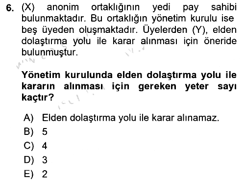 Ticaret Hukuku 2023-2024 Dönem Sonu Sınavı - 6. soru