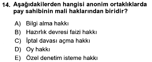 Ticaret Hukuku 2025-2026 Dönem Sonu Sınavı - 14. soru
