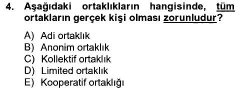Ticaret Hukuku 2014-2015 Tek Ders Sınavı - 4. soru