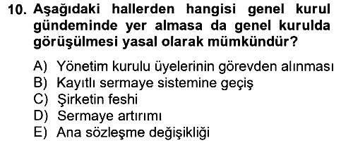 Ticaret Hukuku 2014-2015 Tek Ders Sınavı - 10. soru