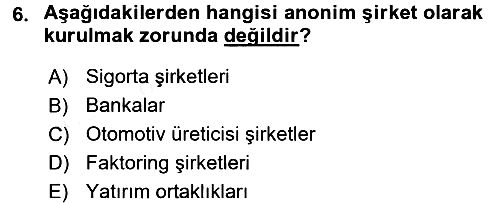 Ticaret Hukuku 2015-2016 Tek Ders Sınavı - 6. soru