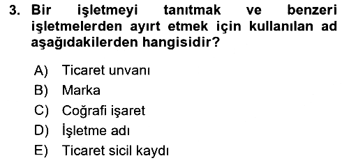 Ticaret Hukuku 2020-2021 Yaz Okulu Sınavı - 3. soru