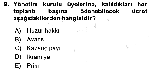 Ticaret Hukuku 2021-2022 Yaz Okulu Sınavı - 9. soru