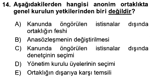 Ticaret Hukuku 2023-2024 Yaz Okulu Sınavı - 14. soru