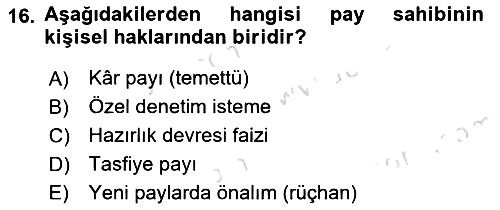 Ticaret Hukuku 2023-2024 Yaz Okulu Sınavı - 16. soru