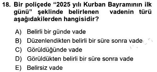 Ticaret Hukuku 2024-2025 Yaz Okulu Sınavı - 18. soru